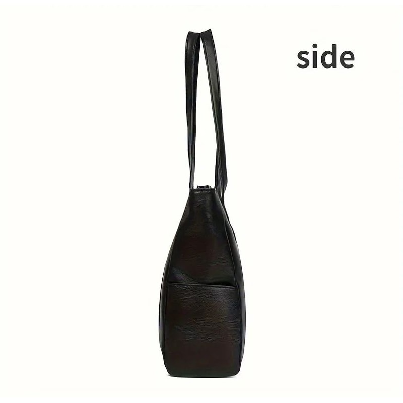 Large PU Leather Tote Bag For Women Durable Zipper Shoulder Work Bag 1