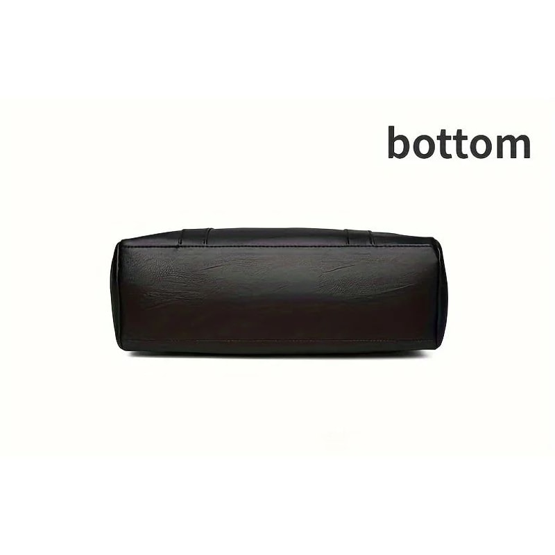 Large PU Leather Tote Bag For Women Durable Zipper Shoulder Work Bag 2