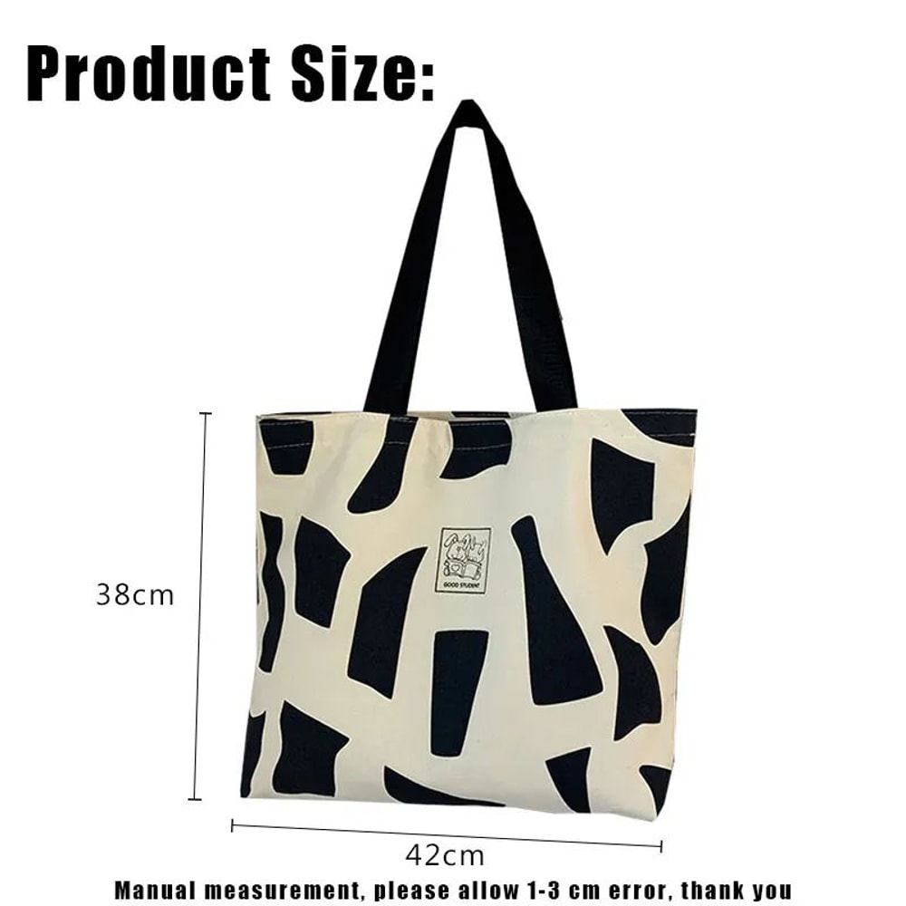 Foldable Canvas Tote Bag For Women Reusable Zipper Shopping Shoulder Bagb 1