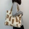 Foldable Canvas Tote Bag For Women Reusable Zipper Shopping Shoulder Bagb 4