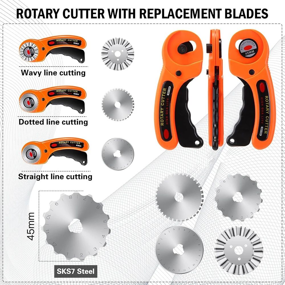 45mm Rotary Fabric Cutter With Replacement Blades Precision Quilting And Sewing Tool 2