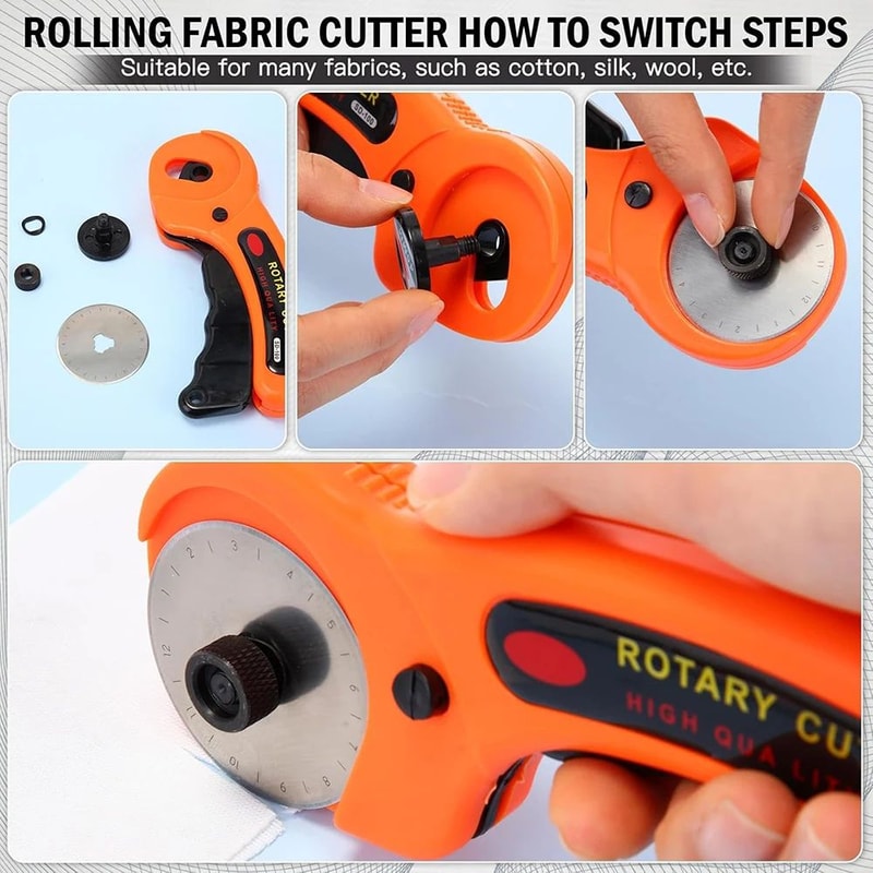 45mm Rotary Fabric Cutter With Replacement Blades Precision Quilting And Sewing Tool 5