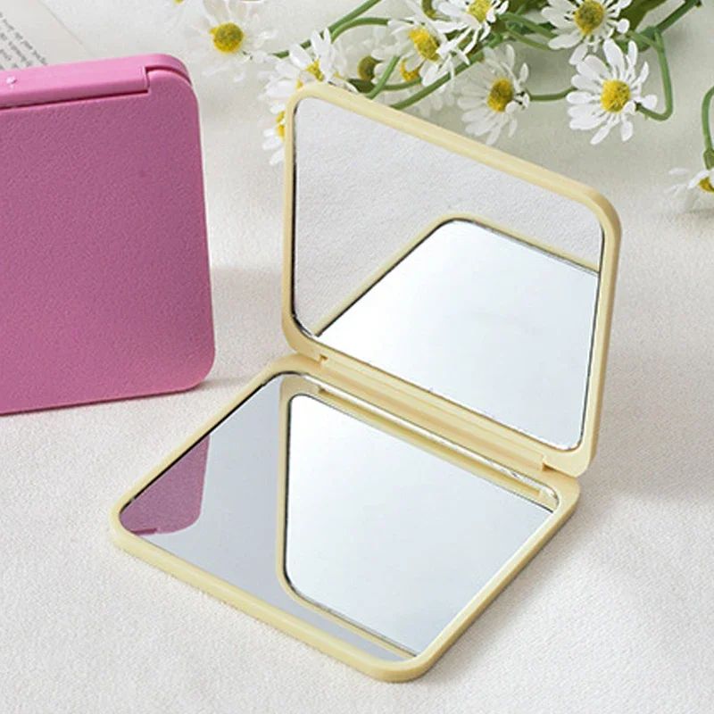 2Face Makeup Mirror Square Portable Cute GirlS Gift Hand Mini Mirror Pocket DoubleSided Makeup Mirr 2
