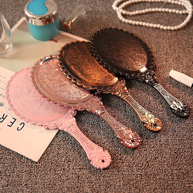 Vintage Lace Handheld Makeup Mirror Elegant Retro Vanity Beauty Mirror 1