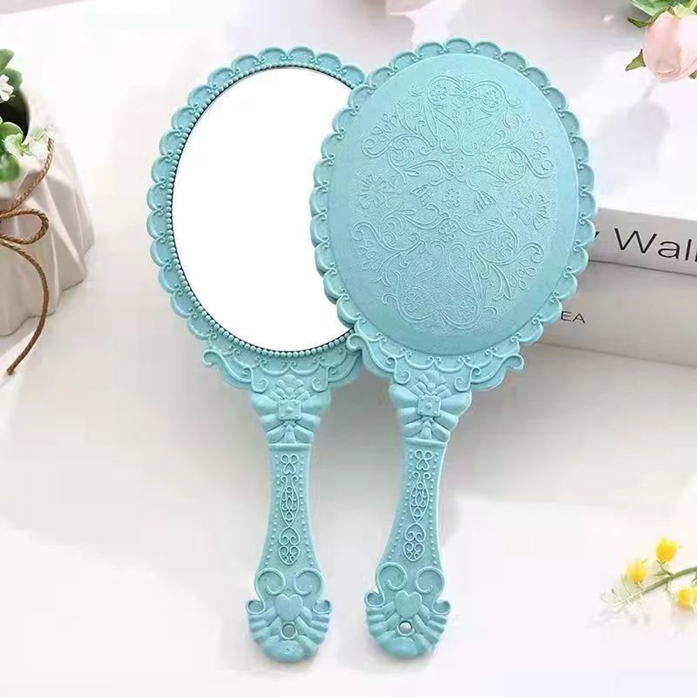Vintage Lace Handheld Makeup Mirror Elegant Retro Vanity Beauty Mirror 8