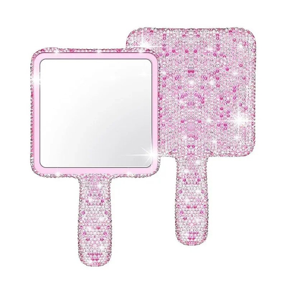 Diamond Handle Handheld Makeup Mirror Luxury Beauty Vanity Mirror For Salon And Travel 10