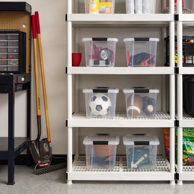 Stackable Plastic Storage Bins With Lids 20 Quart Organizer Containers 6 Pack 2