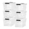 Stackable Plastic Storage Bins With Lids 20 Quart Organizer Containers 6 Pack 6