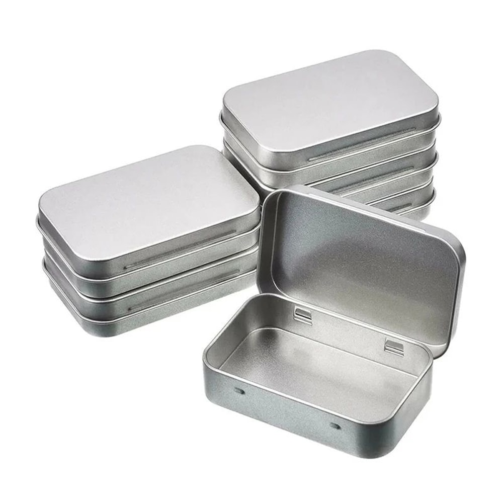 Metal Mini Storage Tin Boxes With Hinged Lids Small Organizer Containers 6 Pack 6
