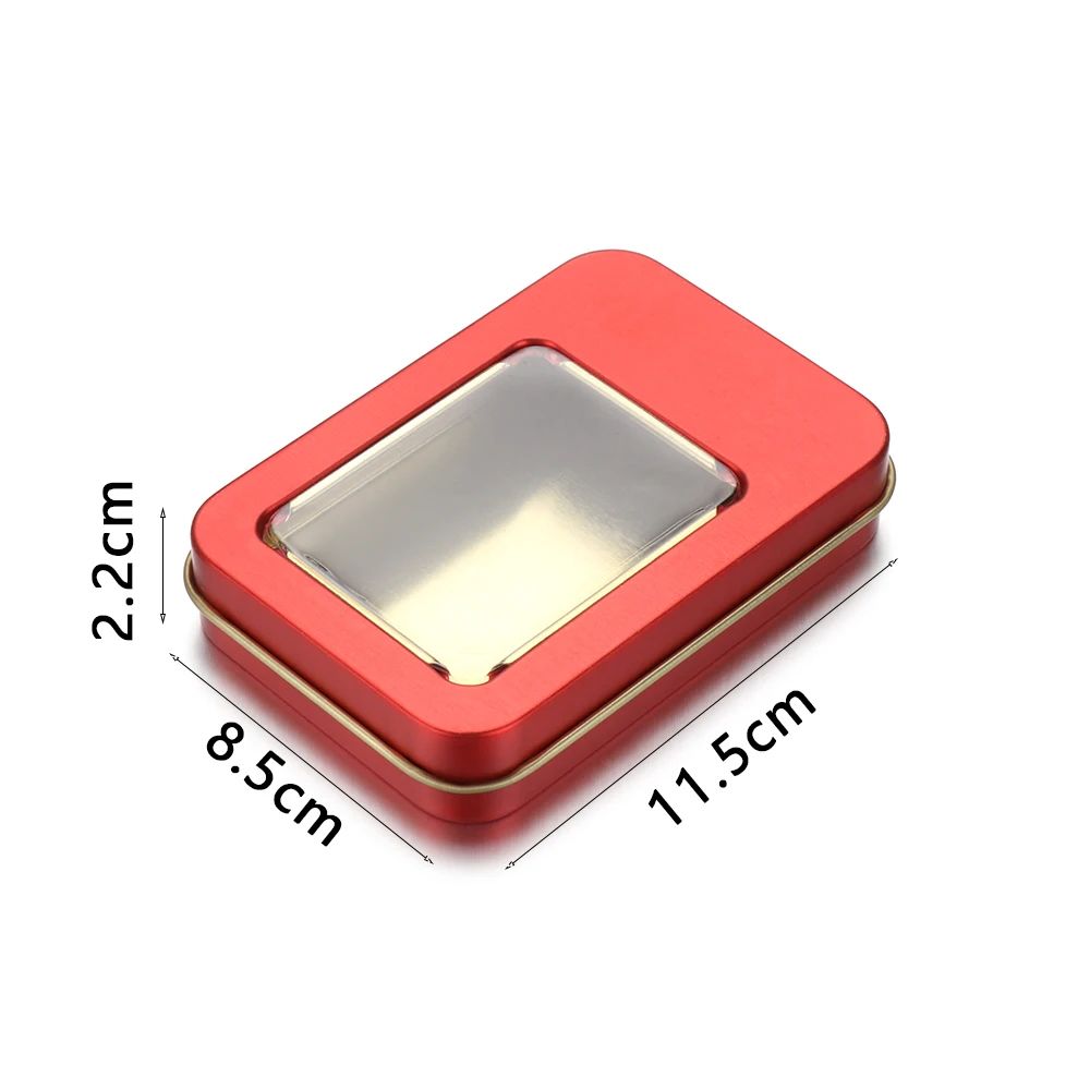 Rectangular Metal Jewelry Storage Tin Box With Clear Window Lid 3