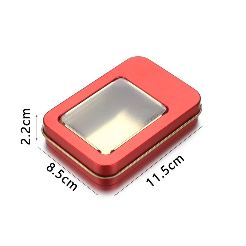 Rectangular Metal Jewelry Storage Tin Box With Clear Window Lid 3