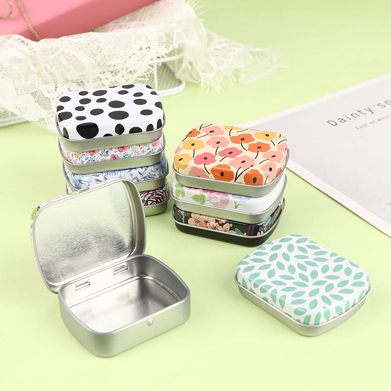 Mini Metal Hinged Tin Box Small Storage Organizer Container 3