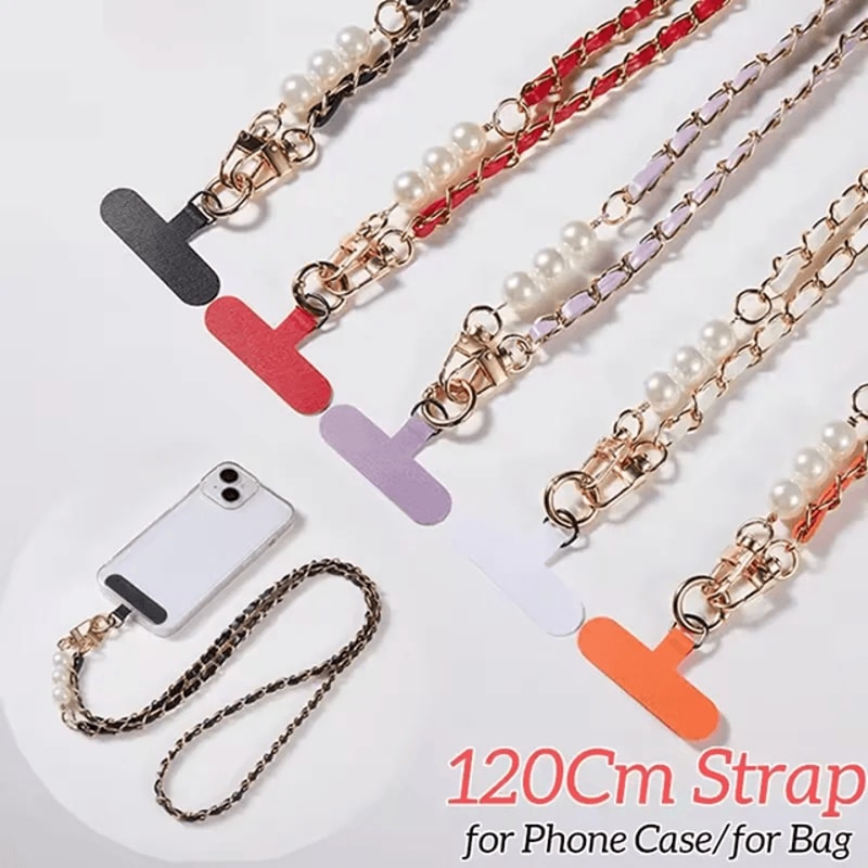 Color Pearl Crossbody Phone Lanyard Stylish Adjustable Universal Phone Strap 0