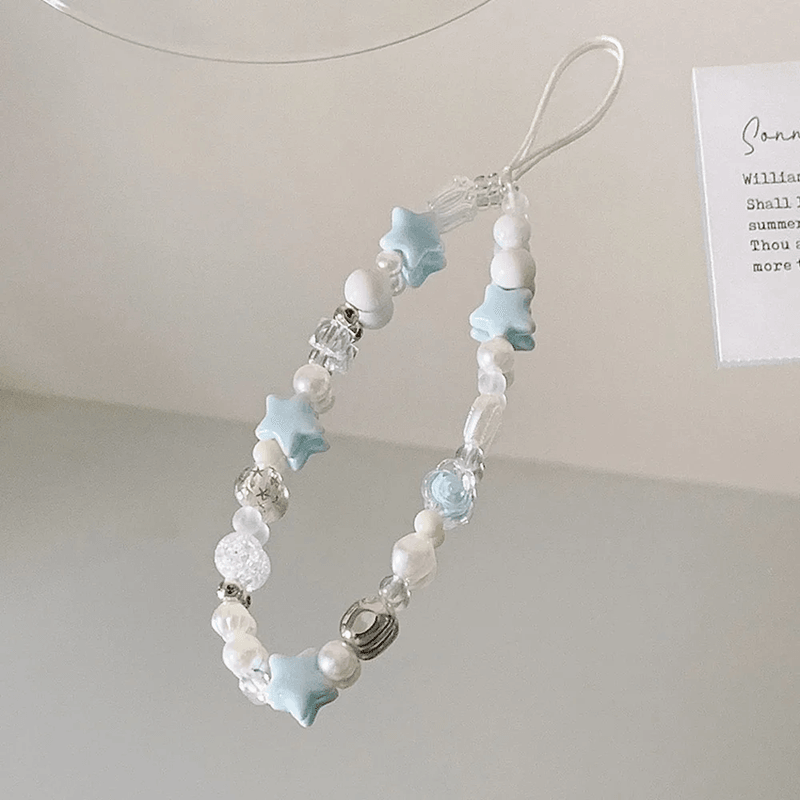 Korean Star Pearl Phone Charm Strap Beaded Phone Lanyard 0