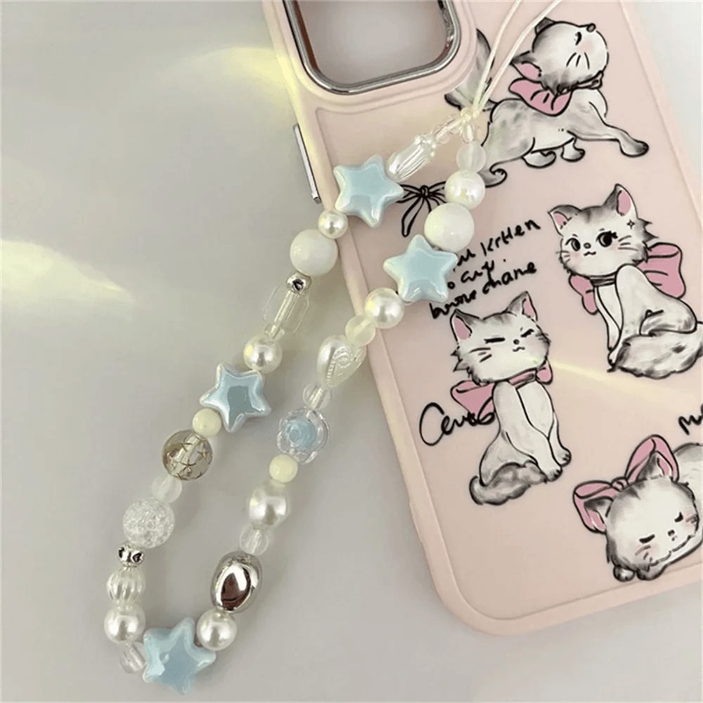Korean Star Pearl Phone Charm Strap Beaded Phone Lanyard 1
