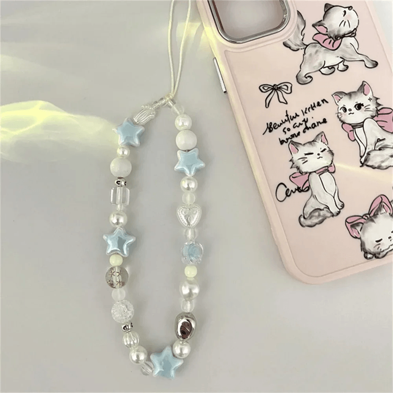 Korean Star Pearl Phone Charm Strap Beaded Phone Lanyard 2