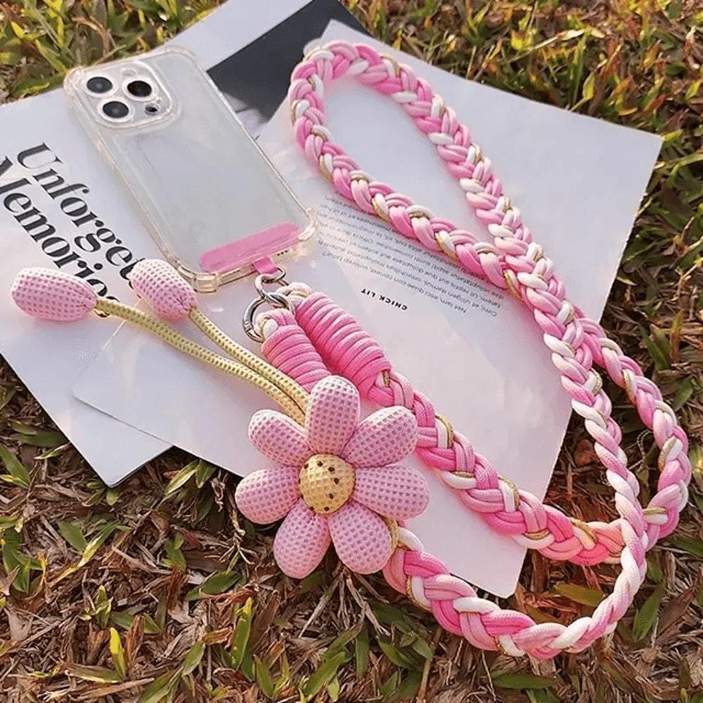Floral Braided Crossbody Phone Lanyard Adjustable Universal Phone Strap 0