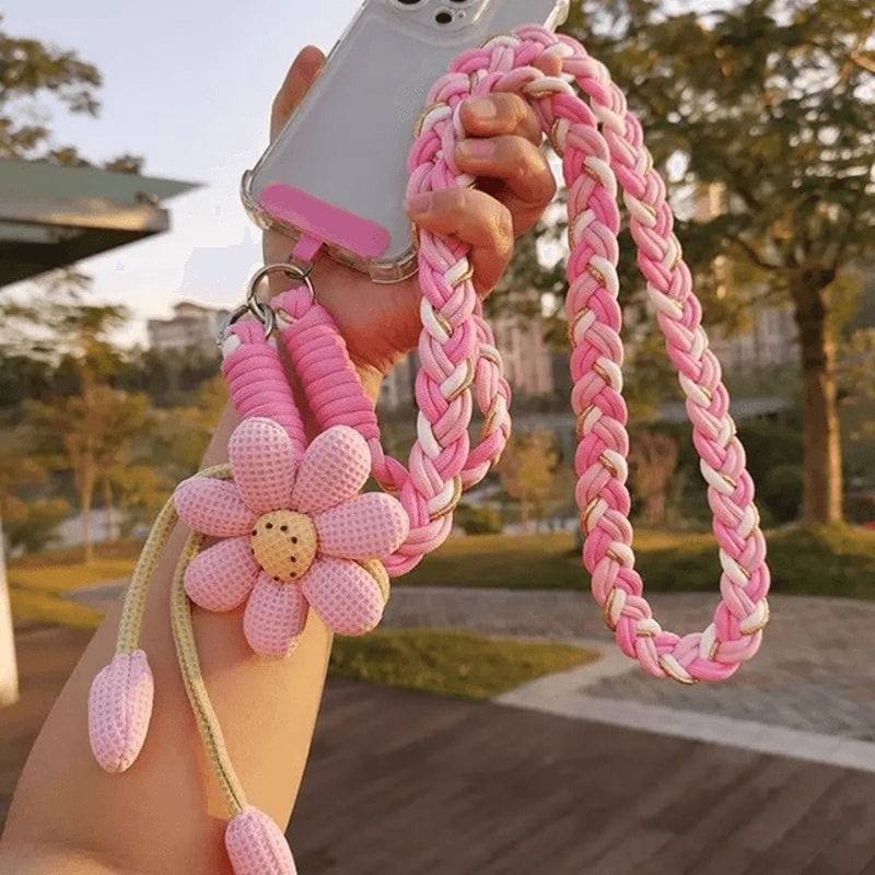 Floral Braided Crossbody Phone Lanyard Adjustable Universal Phone Strap 1