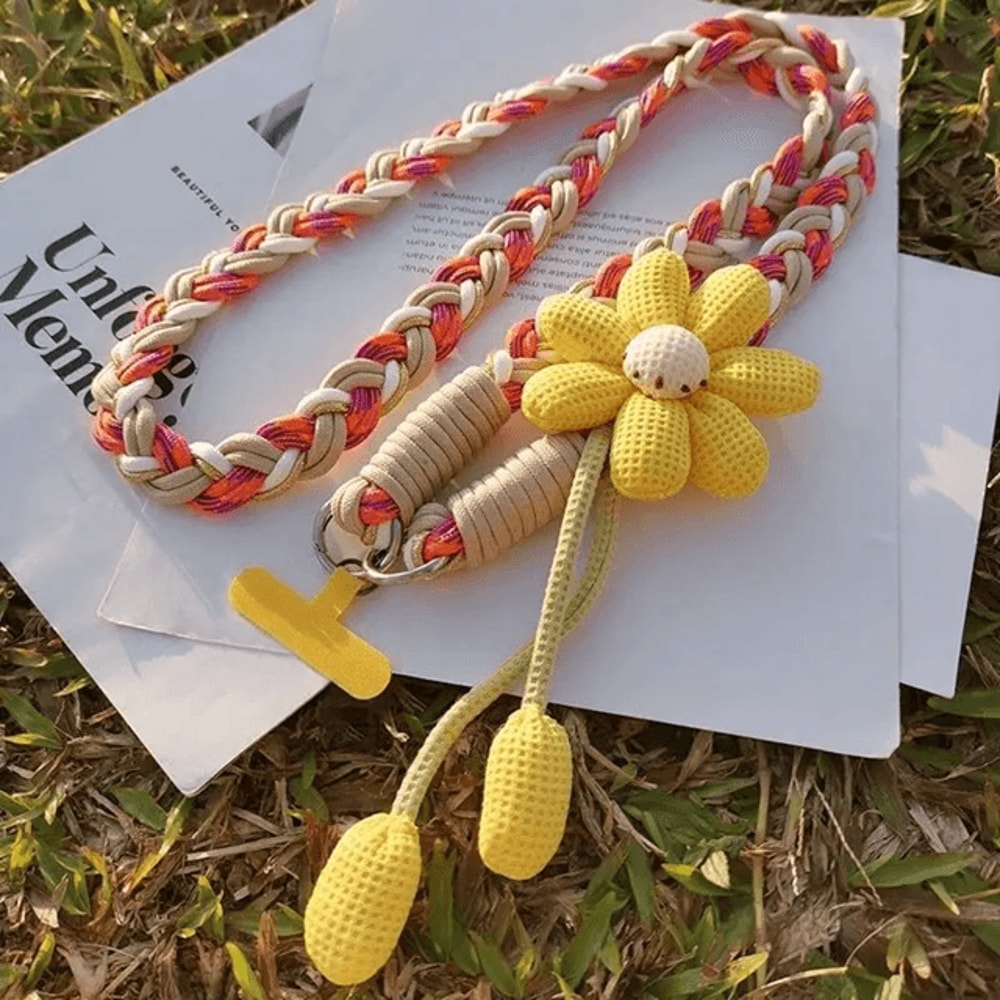 Floral Braided Crossbody Phone Lanyard Adjustable Universal Phone Strap 2