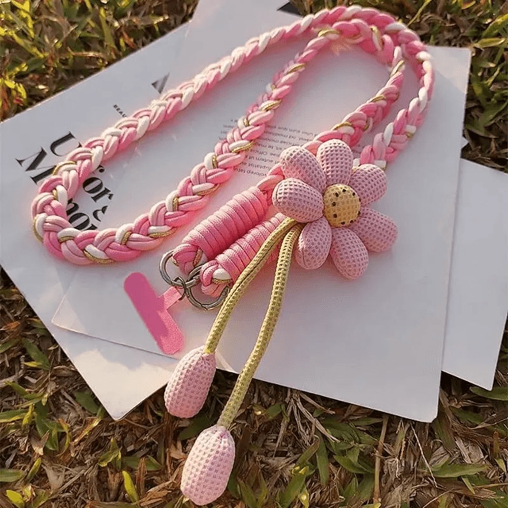 Floral Braided Crossbody Phone Lanyard Adjustable Universal Phone Strap 4