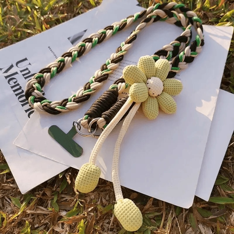Floral Braided Crossbody Phone Lanyard Adjustable Universal Phone Strap 5