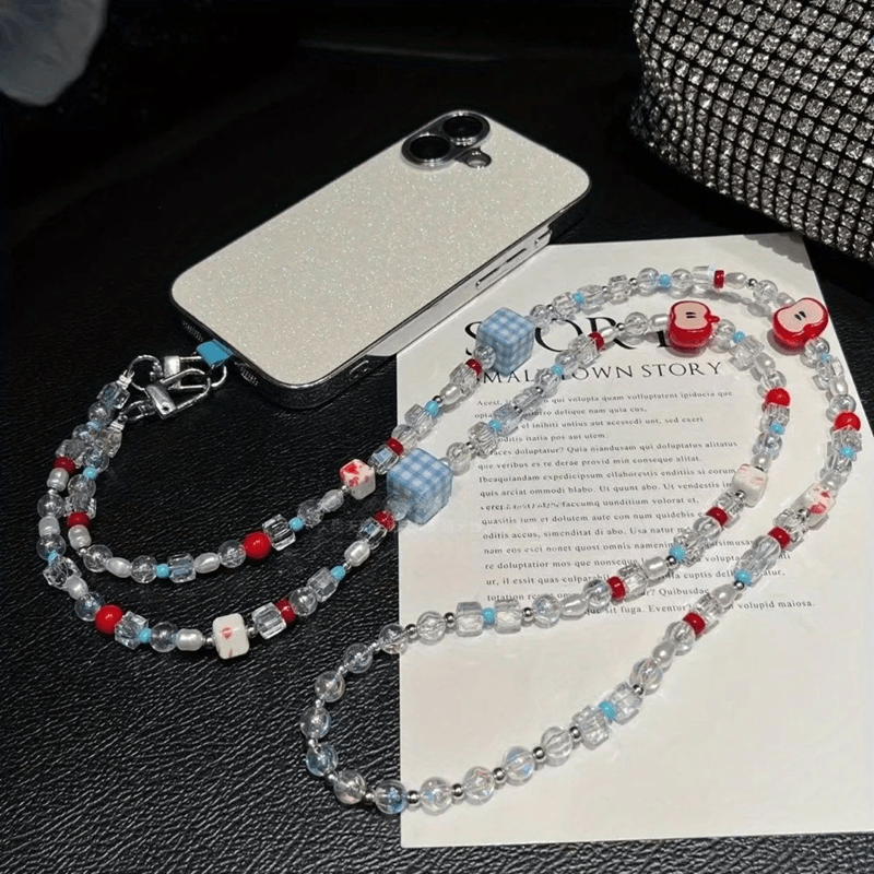 Cute Strawberry Beaded Crossbody Phone Charm Strap 1