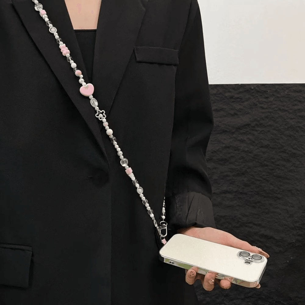Cute Strawberry Beaded Crossbody Phone Charm Strap 2