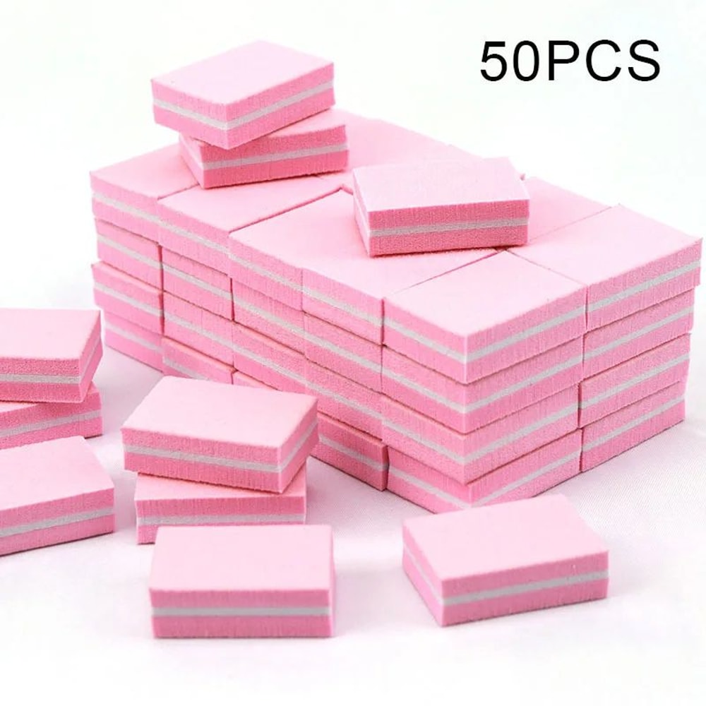 Mini Nail File Blocks Double Sided Sponge Nail Buffer Set 50 Pack 9