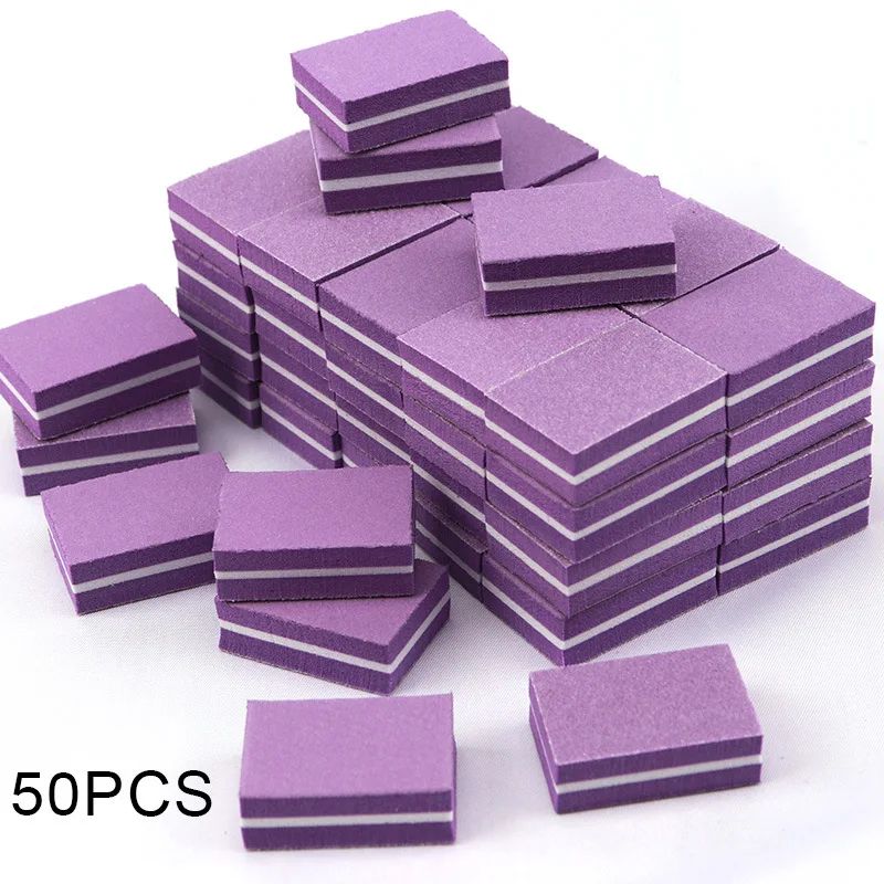 Mini Nail File Blocks Double Sided Sponge Nail Buffer Set 50 Pack 10
