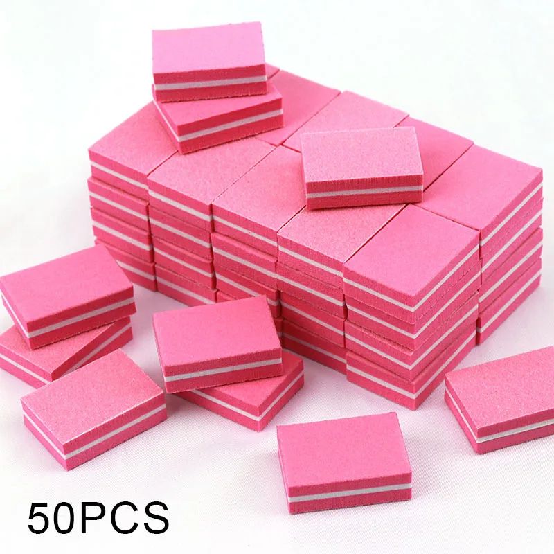 Mini Nail File Blocks Double Sided Sponge Nail Buffer Set 50 Pack 11