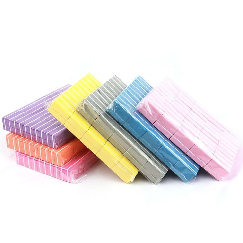 Mini Nail File Blocks Double Sided Sponge Nail Buffer Set 50 Pack 4