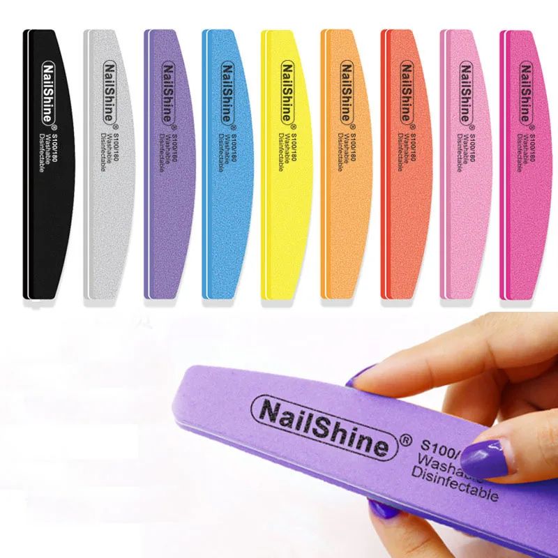 Half Moon Double Sided Nail Files Professional Manicure Pedicure Buffer Set 0