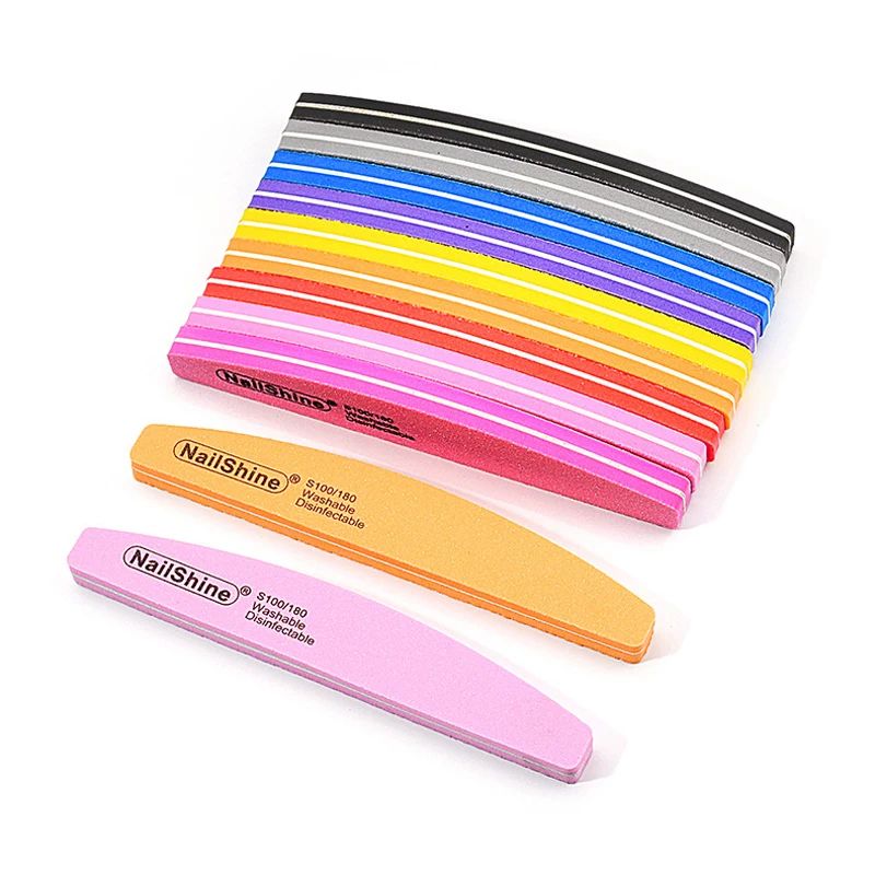 Half Moon Double Sided Nail Files Professional Manicure Pedicure Buffer Set 2