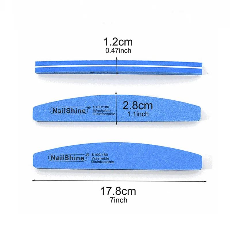 Half Moon Double Sided Nail Files Professional Manicure Pedicure Buffer Set 4