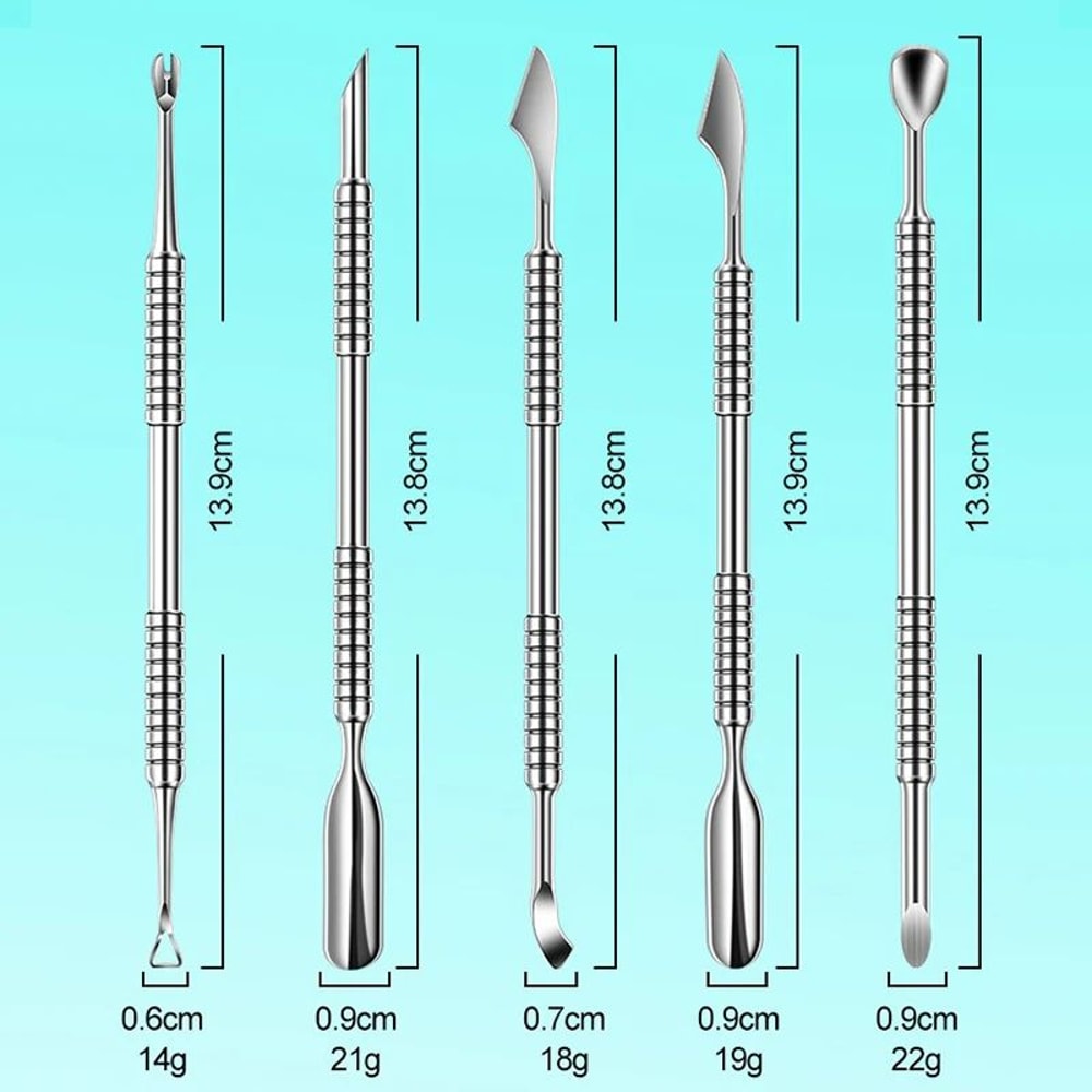 Stainless Steel Cuticle Pusher Double End Manicure Nail Tool 5