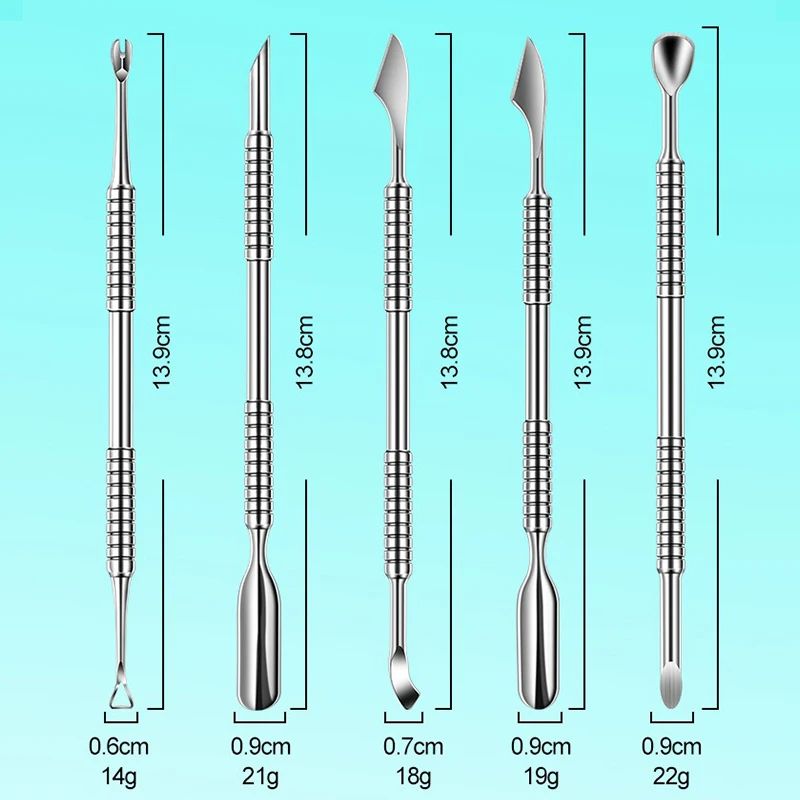 Stainless Steel Cuticle Pusher Double End Manicure Nail Tool 5