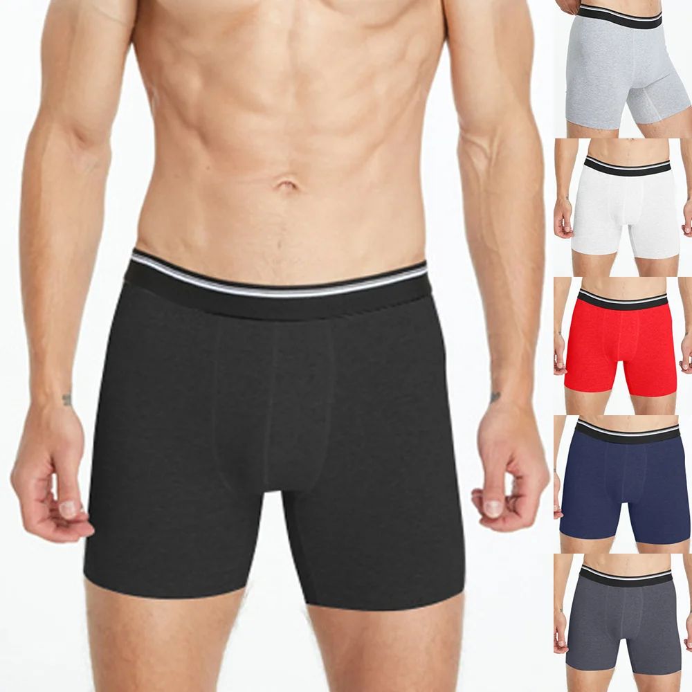 Mens Cotton Boxer Shorts Breathable Mid Length Comfortable Underwear 0
