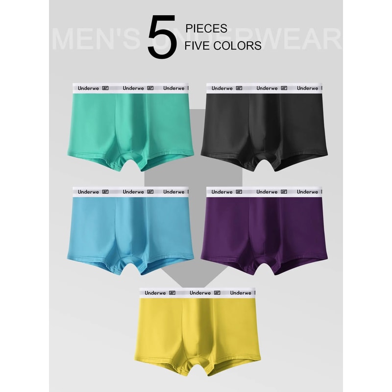 Mens Polyester Boxer Shorts Breathable Comfortable Underwear 5 Pack 0