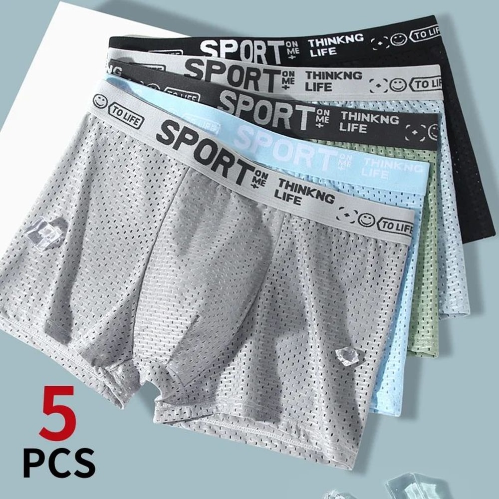 Mens Ice Silk Boxer Shorts Breathable Cooling Underwear 5 Pack 0