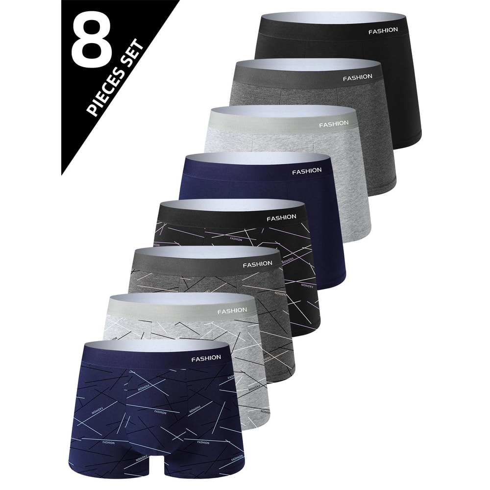 Mens Boxer Briefs Soft Breathable Comfortable Underwear 8 Pack 0