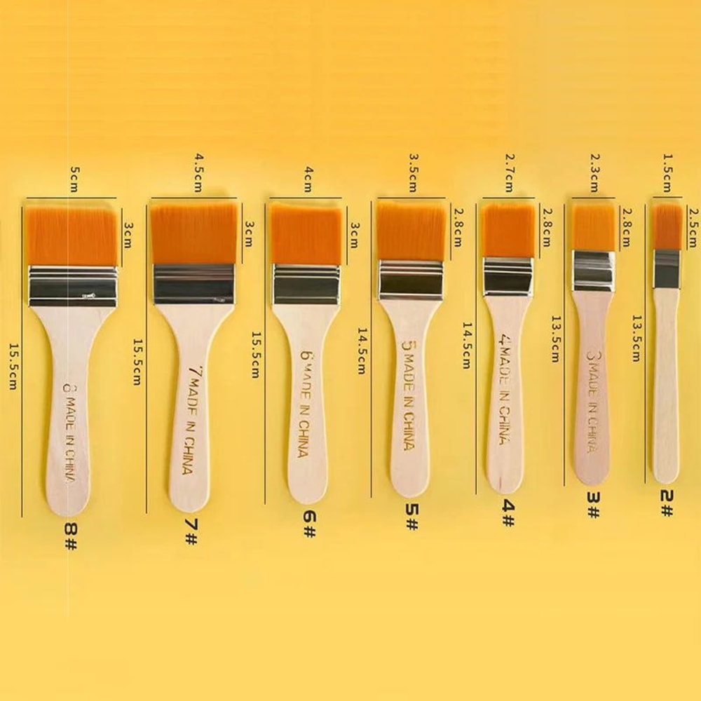 ProArt 7 Piece Flat Paint Brush Set Soft Nylon Precision Brushes 6