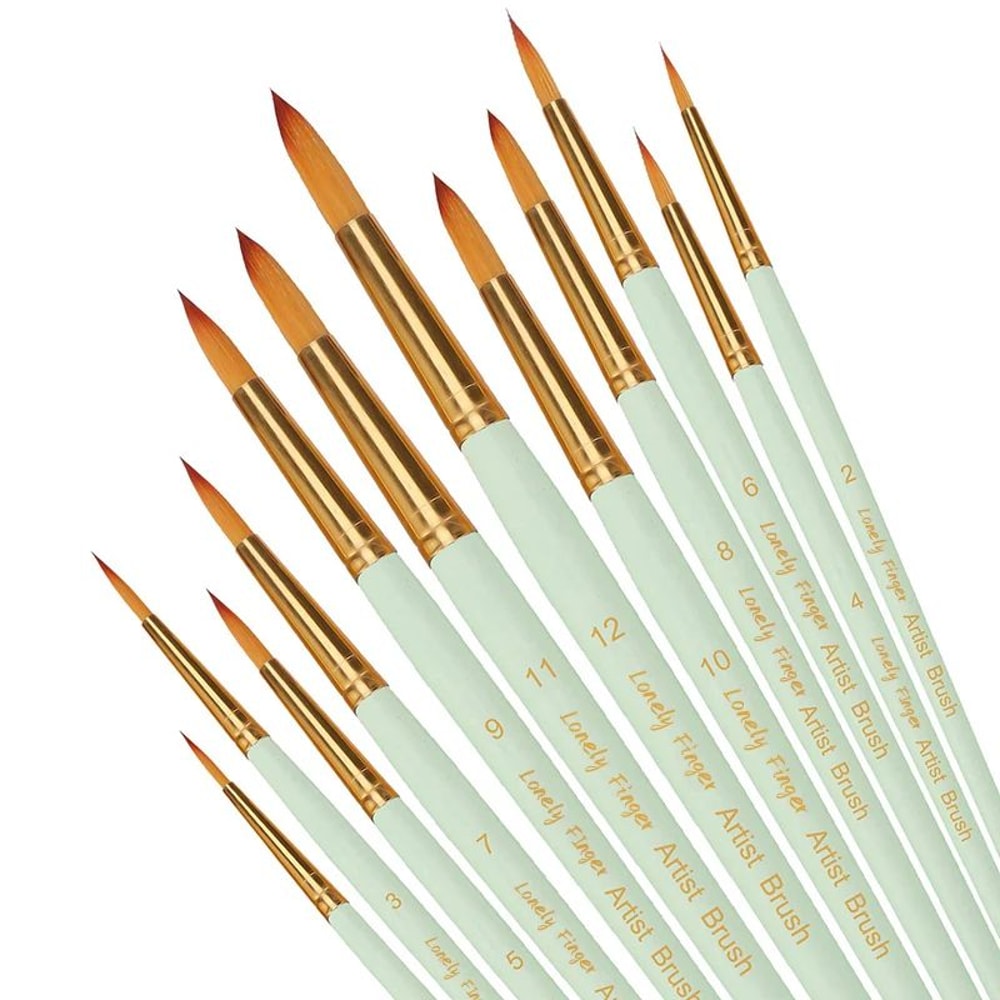 PrecisionArt 12 Piece Artist Paint Brush Set Nylon Detail Painting Brushes 0
