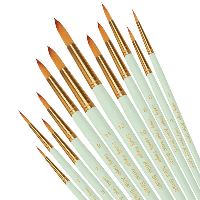 PrecisionArt 12 Piece Artist Paint Brush Set Nylon Detail Painting Brushes 0