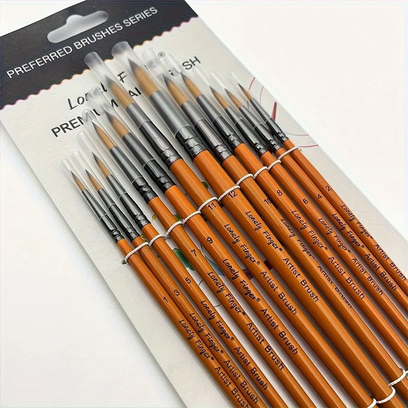 PrecisionArt 12 Piece Artist Paint Brush Set Nylon Detail Painting Brushes 7