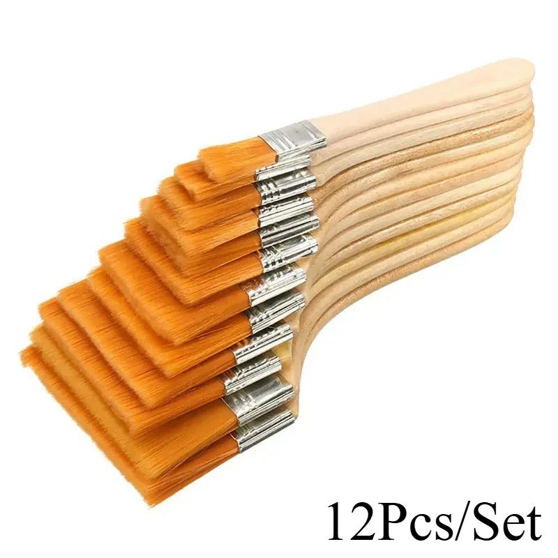 PrecisionFlow 12 Piece Nylon Paint Brush Set For Acrylic Watercolor And Oil Painting 6