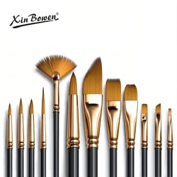 artistpro 12 piece flat paint brush set nylon brushes for acrylic watercolor and oil painting