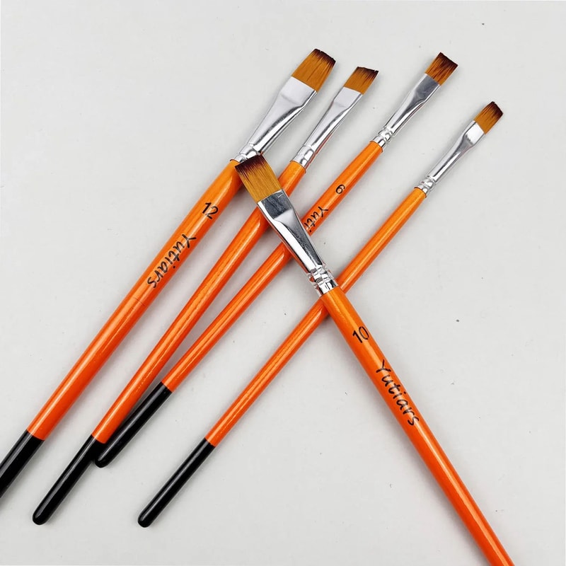PrecisionCraft 5 Piece Flat Paint Brush Set Nylon Brushes For Acrylic Watercolor And Oil Painting 4