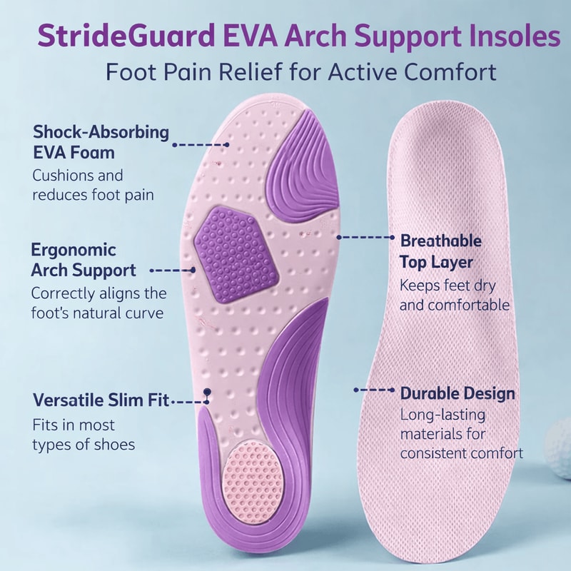 StrideGuard EVA Arch Support Insoles Foot Pain Relief For Active Comfort 3
