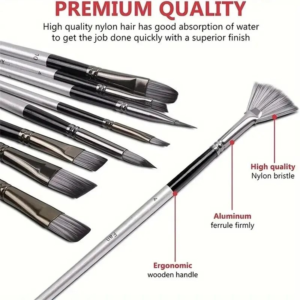 24 Piece Professional Paint Brush Set For Acrylic Oil And Watercolor Artists 1