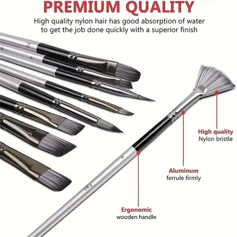 24 Piece Professional Paint Brush Set For Acrylic Oil And Watercolor Artists 1